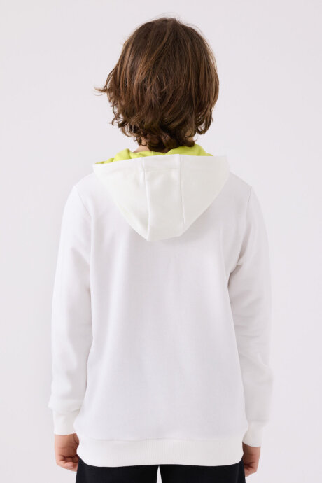 Kappa Erkek Çocuk Pamuklu Bisiklet Yaka Empirme Baskılı Kışlık Regular Fit Beyaz Sweatshirt 361W1IW-C-V1 - 5