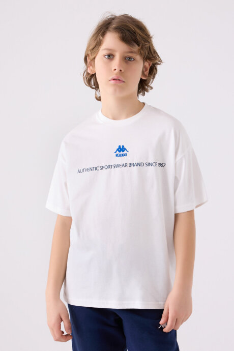 Kappa Erkek Çocuk Bisiklet Yaka Pigment Baskılı Kışlık Regular Fit Beyaz T-Shirt 341Z1QW-C-V1 - 3