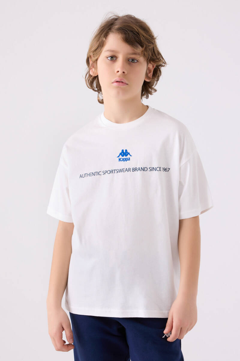 Kappa Erkek Çocuk Bisiklet Yaka Pigment Baskılı Kışlık Regular Fit Beyaz T-Shirt 341Z1QW-C-V1 - 3