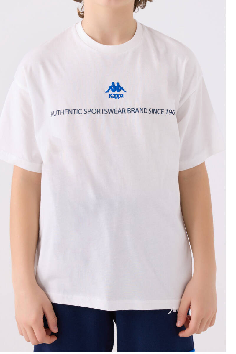 Kappa Erkek Çocuk Bisiklet Yaka Pigment Baskılı Kışlık Regular Fit Beyaz T-Shirt 341Z1QW-C-V1 - 4