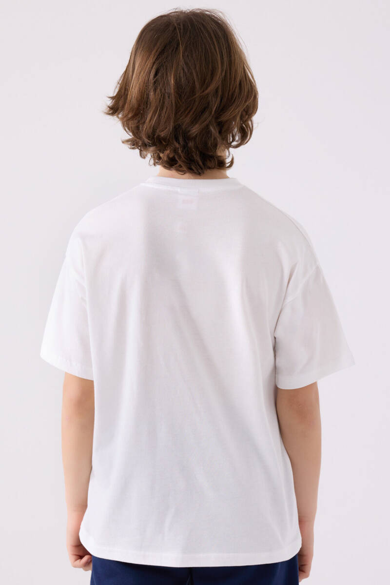 Kappa Erkek Çocuk Bisiklet Yaka Pigment Baskılı Kışlık Regular Fit Beyaz T-Shirt 341Z1QW-C-V1 - 5
