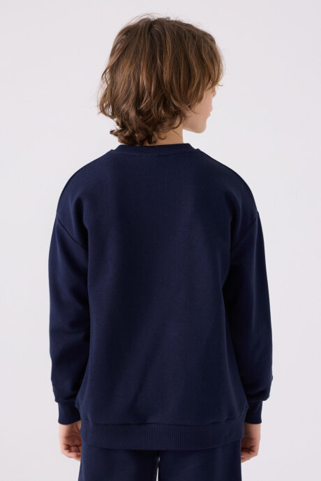Kappa Erkek Çocuk Pamuklu Bisiklet Yaka Empirme Baskılı Kışlık Regular Fit Lacivert Sweatshirt 351V2PW-C-V1 - 5