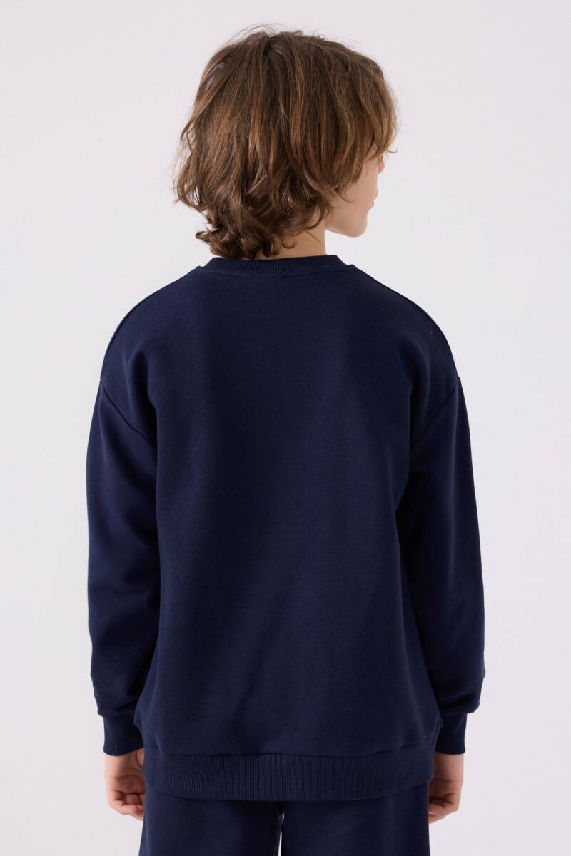 Kappa Erkek Çocuk Pamuklu Bisiklet Yaka Empirme Baskılı Kışlık Regular Fit Lacivert Sweatshirt 351V2PW-C-V1 - 5