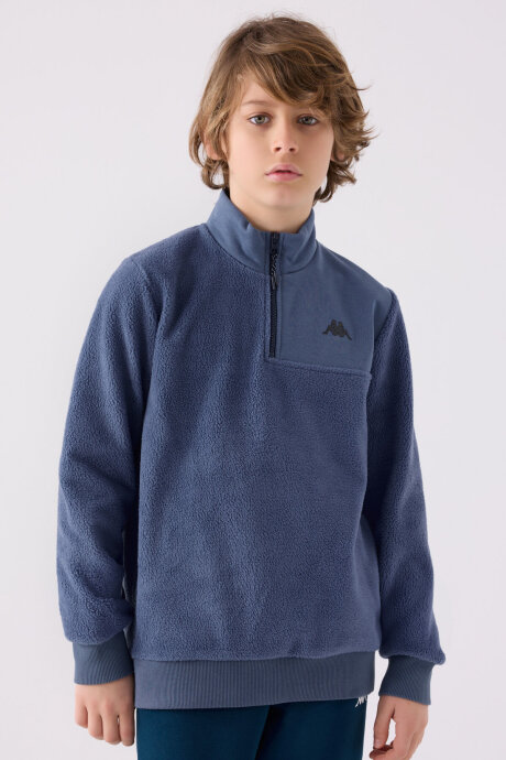 Kappa Erkek Çocuk Pamuklu Fermuarlı Yaka Empirme Baskılı Kışlık Regular Fit Lacivert Sweatshirt 361W1JW-C-V1