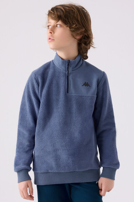 Kappa Erkek Çocuk Fermuarlı Yaka Empirme Baskılı Kışlık Regular Fit Lacivert Sweatshirt 361W1JW-C-V1 - 2