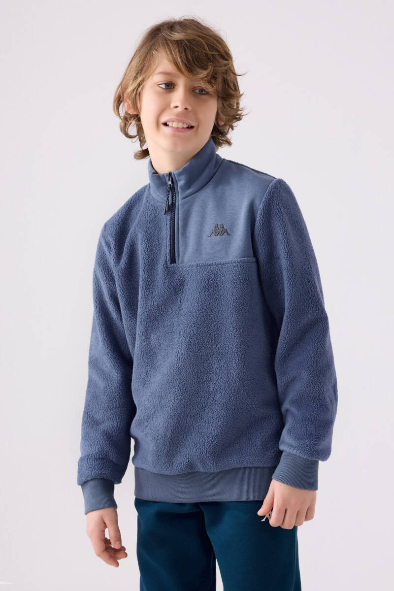 Kappa Erkek Çocuk Fermuarlı Yaka Empirme Baskılı Kışlık Regular Fit Lacivert Sweatshirt 361W1JW-C-V1 - 3