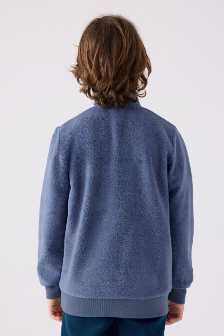 Kappa Erkek Çocuk Fermuarlı Yaka Empirme Baskılı Kışlık Regular Fit Lacivert Sweatshirt 361W1JW-C-V1 - 5