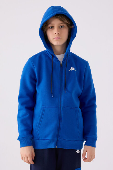 Kappa Erkek Çocuk Pamuklu Kapüşonlu Baskısız Kışlık Regular Fit Mavi Hırka 361W1LW-C-V1 - 3