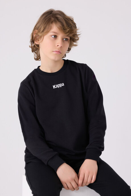 Kappa Erkek Çocuk Pamuklu Bisiklet Yaka Empirme Baskılı Kışlık Regular Fit Siyah Sweatshirt 361U7VW-C-V1 (1)
