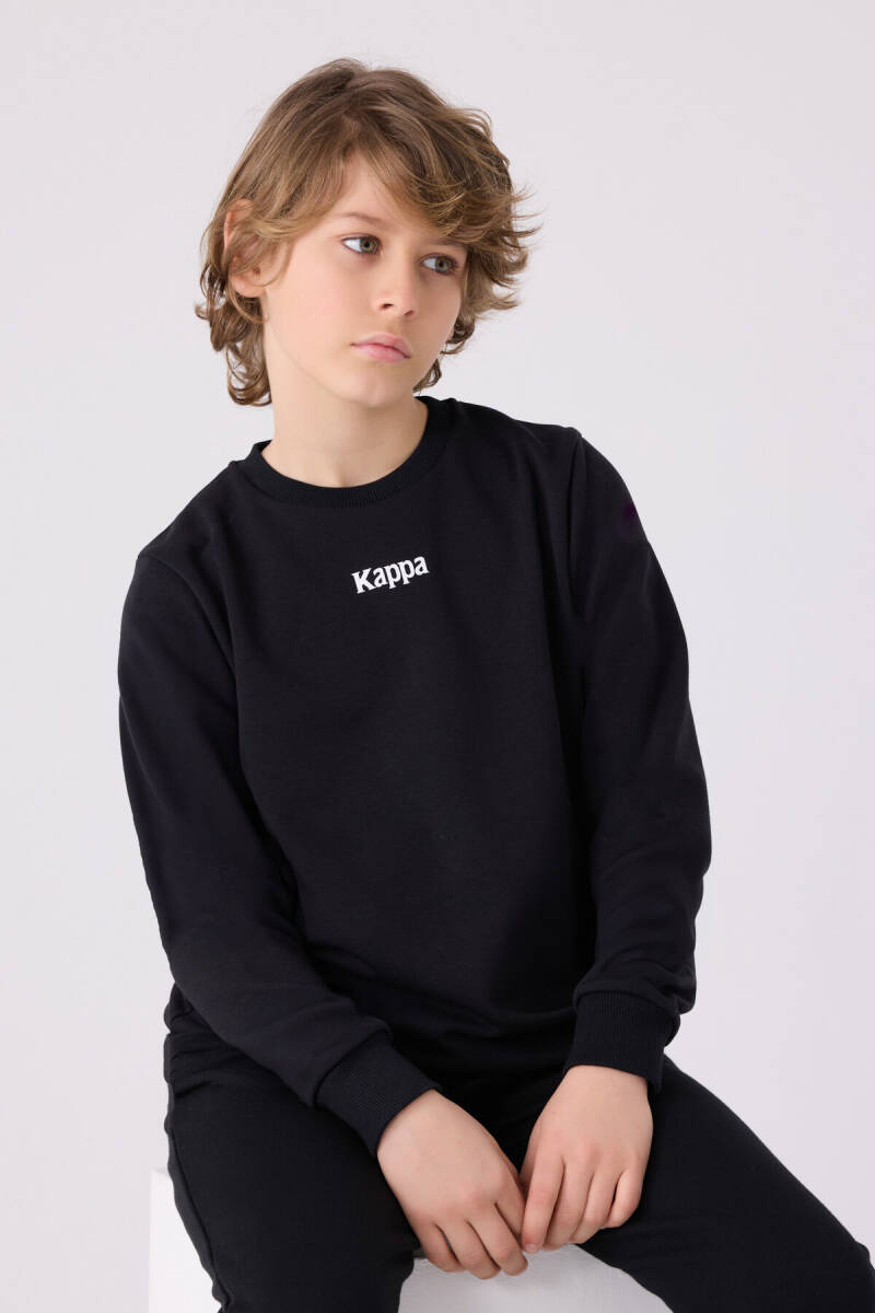 Kappa Erkek Çocuk Pamuklu Bisiklet Yaka Empirme Baskılı Kışlık Regular Fit Siyah Sweatshirt 361U7VW-C-V1 - 2