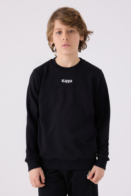 Kappa Erkek Çocuk Pamuklu Bisiklet Yaka Empirme Baskılı Kışlık Regular Fit Siyah Sweatshirt 361U7VW-C-V1 - 3