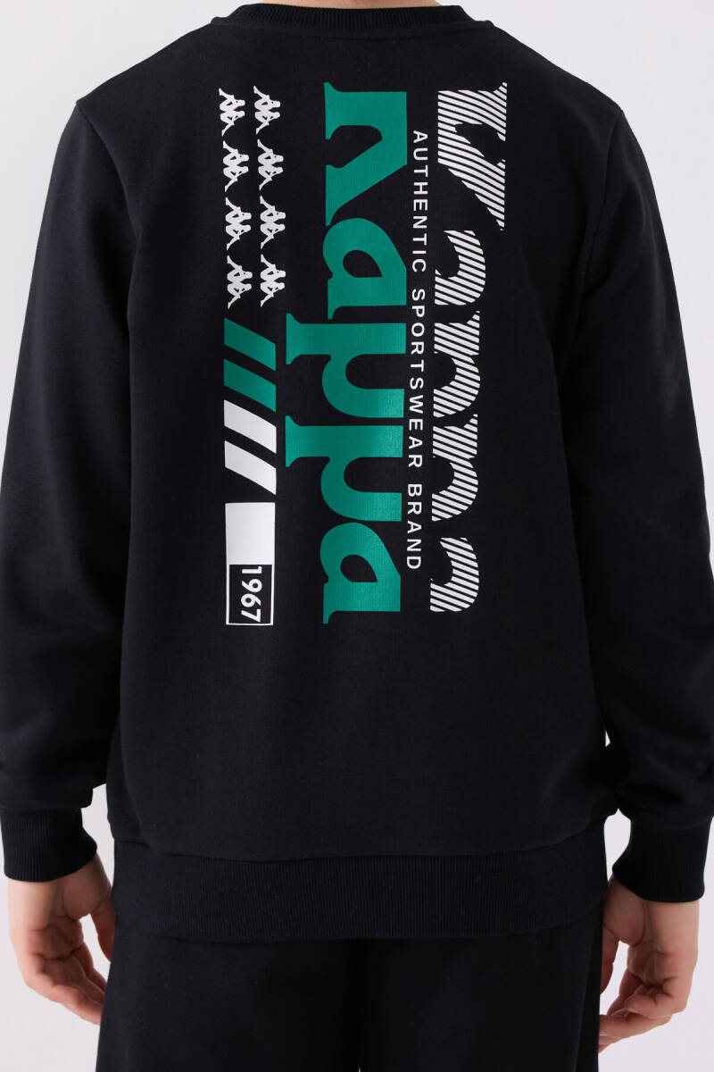 Kappa Erkek Çocuk Pamuklu Bisiklet Yaka Empirme Baskılı Kışlık Regular Fit Siyah Sweatshirt 361U7VW-C-V1 - 4