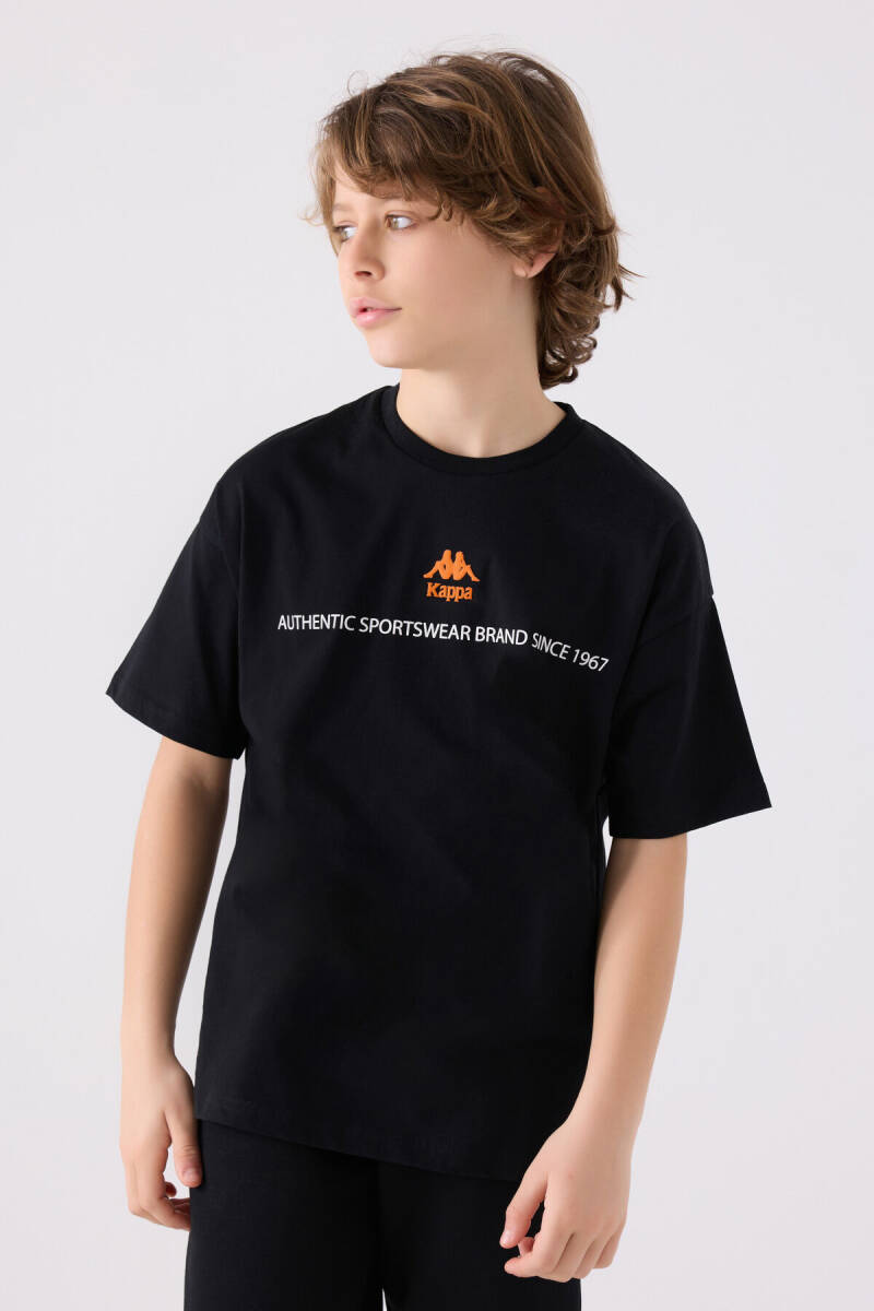 Kappa Erkek Çocuk Bisiklet Yaka Pigment Baskılı Kışlık Regular Fit Siyah T-Shirt 341Z1QW-C-V2 - 2