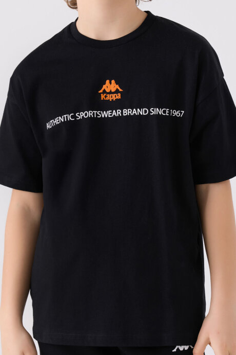 Kappa Erkek Çocuk Bisiklet Yaka Pigment Baskılı Kışlık Regular Fit Siyah T-Shirt 341Z1QW-C-V2 - 4