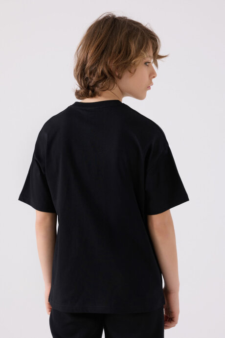 Kappa Erkek Çocuk Bisiklet Yaka Pigment Baskılı Kışlık Regular Fit Siyah T-Shirt 341Z1QW-C-V2 - 5