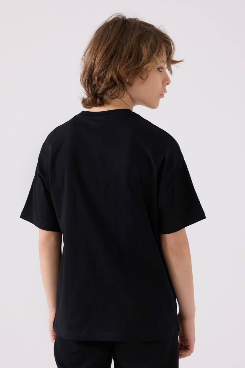 Kappa Erkek Çocuk Bisiklet Yaka Pigment Baskılı Kışlık Regular Fit Siyah T-Shirt 341Z1QW-C-V2 - 5