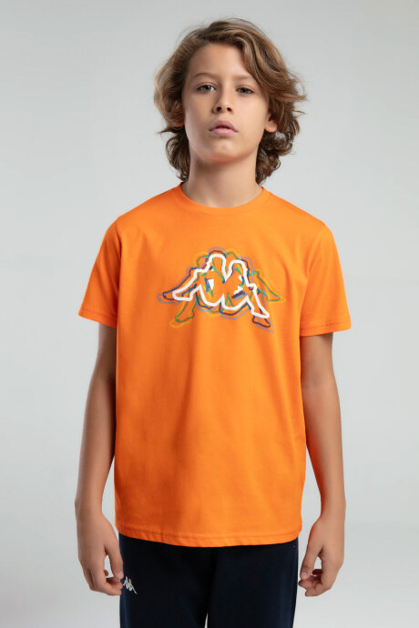 Kappa Erkek Çocuk Bisiklet Yaka Pigment Baskılı Yazlık Regular Fit Turuncu T-Shirt 37235ZW-C-V2