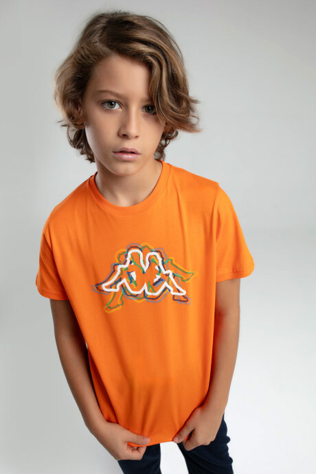 Kappa Erkek Çocuk Bisiklet Yaka Pigment Baskılı Yazlık Regular Fit Turuncu T-Shirt 37235ZW-C-V2 (1)