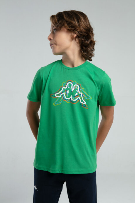 Kappa Erkek Çocuk Bisiklet Yaka Pigment Baskılı Yazlık Regular Fit Yeşil T-Shirt 37235ZW-C-V3 (1)