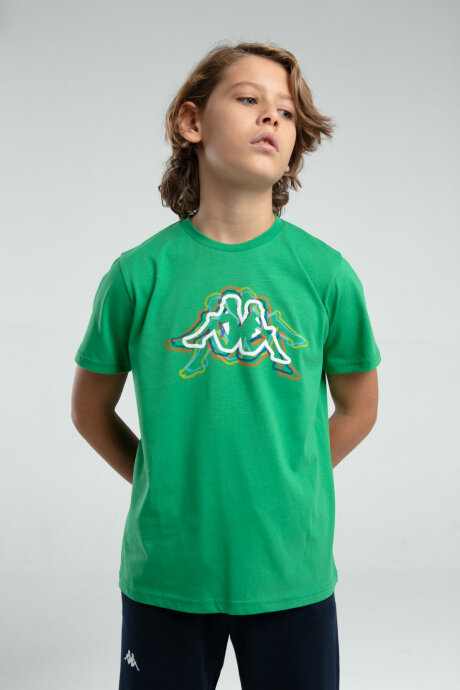 Kappa Erkek Çocuk Pamuklu Bisiklet Yaka Pigment Baskılı Yazlık Regular Fit Yeşil T-Shirt 37235ZW-C-V3 - 3