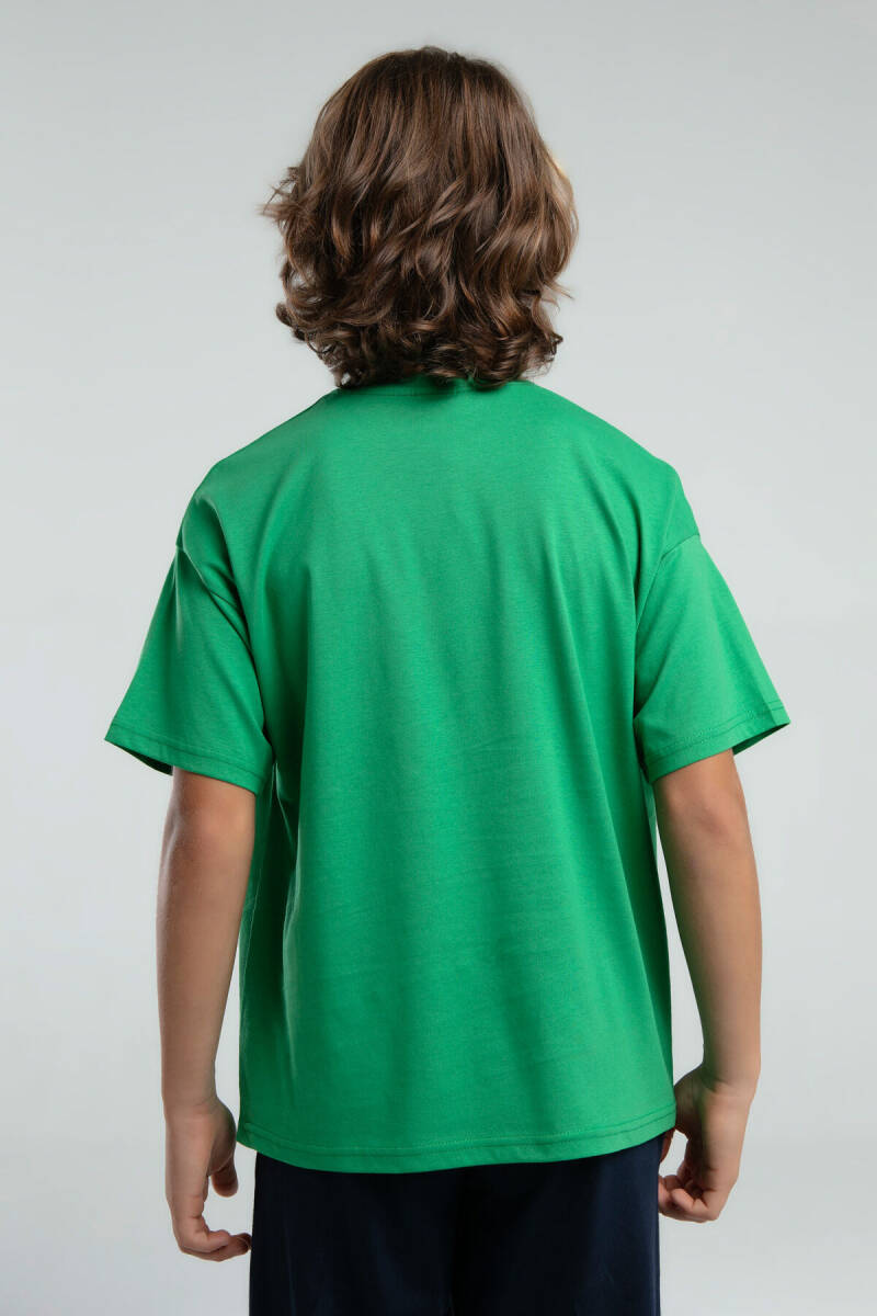Kappa Erkek Çocuk Pamuklu Bisiklet Yaka Pigment Baskılı Yazlık Regular Fit Yeşil T-Shirt 37235ZW-C-V3 - 4