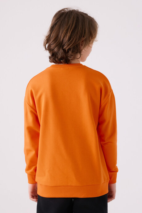 Kappa Erkek Çocuk Pamuklu Bisiklet Yaka Empirme Baskılı Kışlık Regular Fit Turuncu Sweatshirt 351V2PW-C-V2 - 5