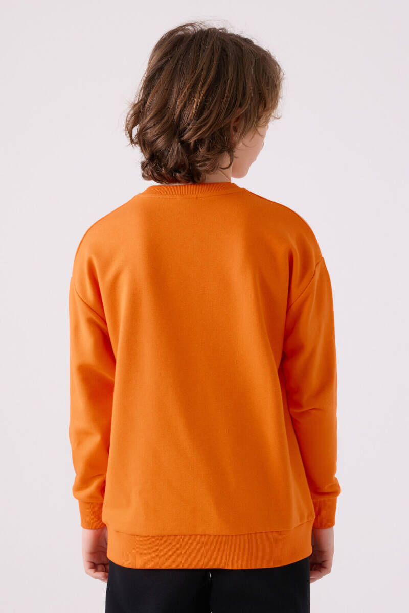 Kappa Erkek Çocuk Pamuklu Bisiklet Yaka Empirme Baskılı Kışlık Regular Fit Turuncu Sweatshirt 351V2PW-C-V2 - 5