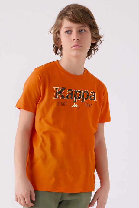 Kappa Erkek Çocuk Bisiklet Yaka Pigment Baskılı Kışlık Regular Fit Turuncu T-Shirt 382632W-C-V2