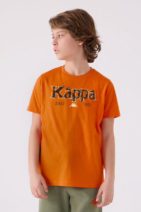Kappa Erkek Çocuk Bisiklet Yaka Pigment Baskılı Kışlık Regular Fit Turuncu T-Shirt 382632W-C-V2 - 3