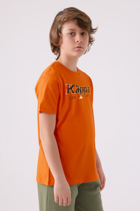 Kappa Erkek Çocuk Bisiklet Yaka Pigment Baskılı Kışlık Regular Fit Turuncu T-Shirt 382632W-C-V2 (1)