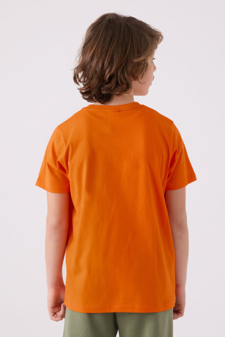 Kappa Erkek Çocuk Bisiklet Yaka Pigment Baskılı Kışlık Regular Fit Turuncu T-Shirt 382632W-C-V2 - 5
