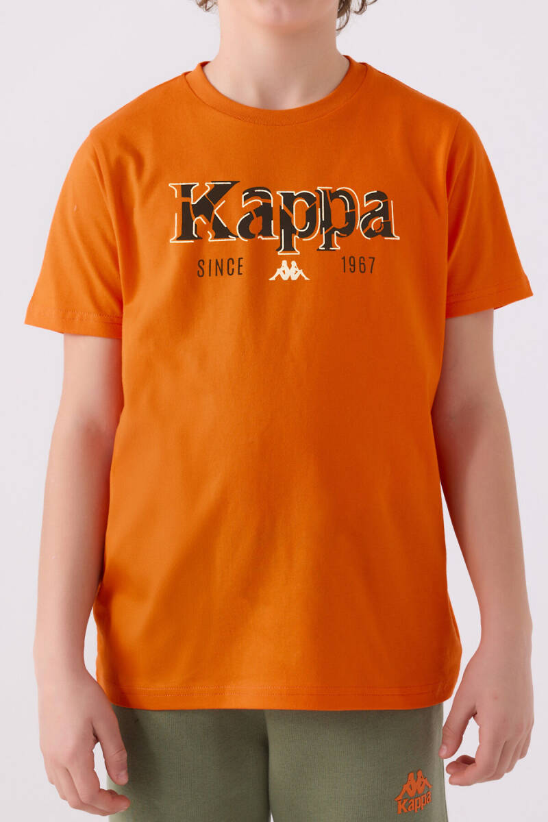 Kappa Erkek Çocuk Bisiklet Yaka Pigment Baskılı Kışlık Regular Fit Turuncu T-Shirt 382632W-C-V2 - 4