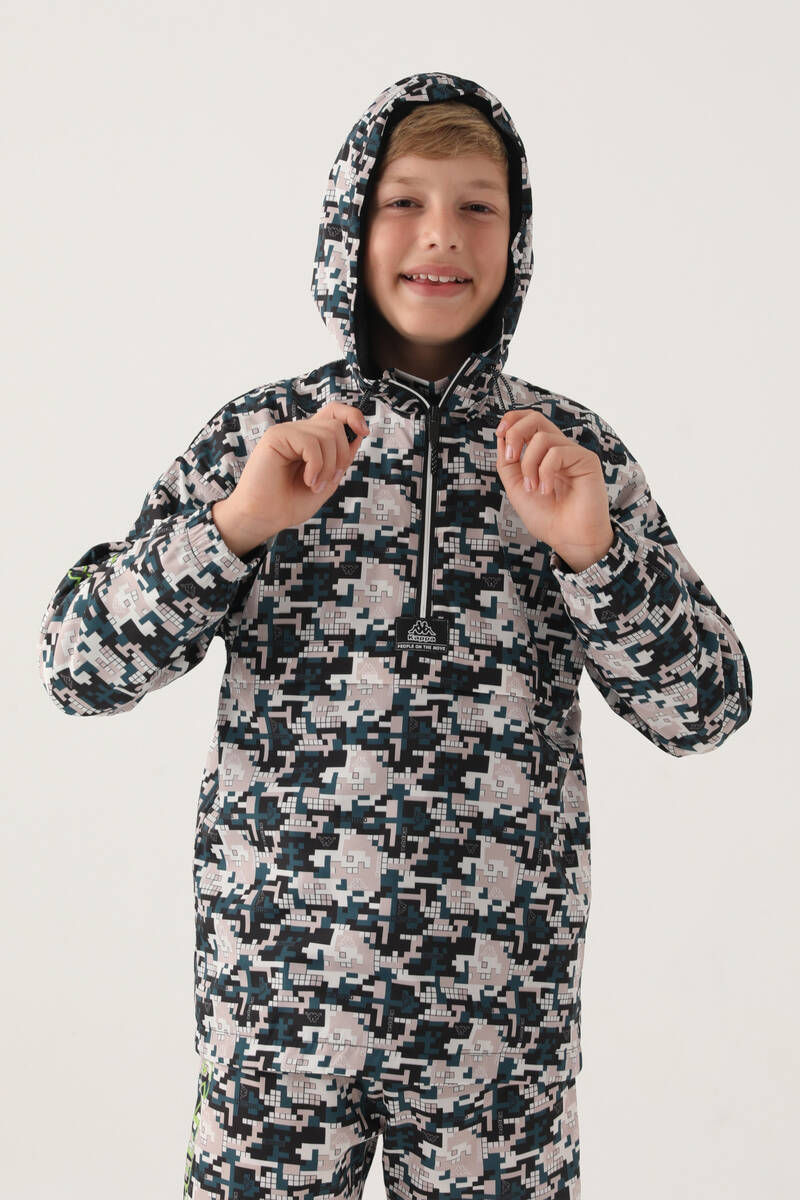 Kappa Beyaz Fermuarlı Yağmurluk Erkek Çocuk Sweatshirt