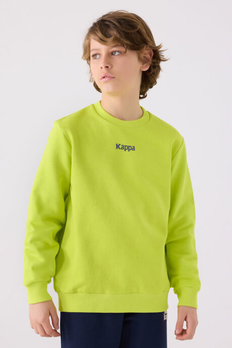 Kappa Erkek Çocuk Pamuklu Bisiklet Yaka Empirme Baskılı Kışlık Regular Fit Yeşil Sweatshirt 361U7VW-C-V2