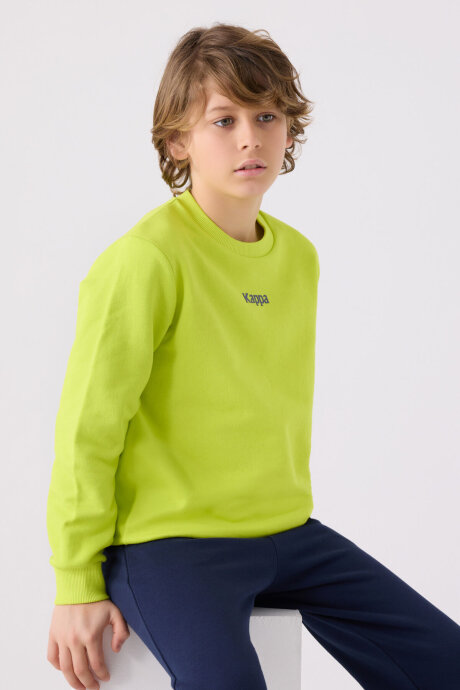 Kappa Erkek Çocuk Pamuklu Bisiklet Yaka Empirme Baskılı Kışlık Regular Fit Yeşil Sweatshirt 361U7VW-C-V2 (1)