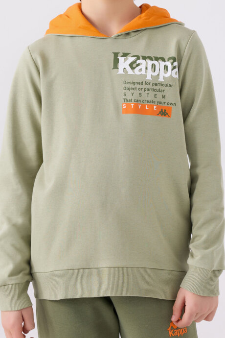 Kappa Erkek Çocuk Pamuklu Kapüşonlu Empirme Baskılı Kışlık Regular Fit Haki Sweatshirt 361W1IW-C-V2 - 4