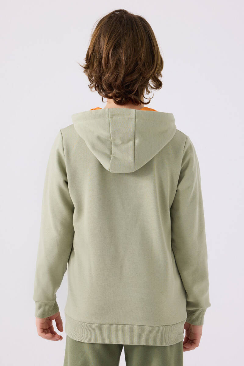 Kappa Erkek Çocuk Pamuklu Kapüşonlu Empirme Baskılı Kışlık Regular Fit Haki Sweatshirt 361W1IW-C-V2 - 5
