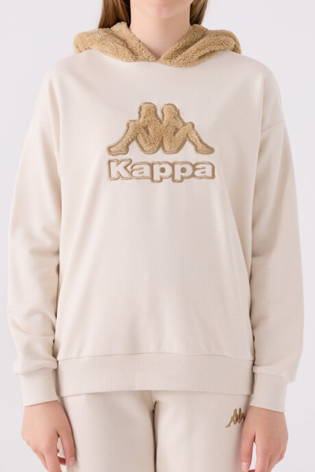 Kappa Kız Çocuk Pamuklu Kapüşonlu Nakışlı Kışlık Regular Fit Krem Sweatshirt 321Z37W-C-V2 - 4