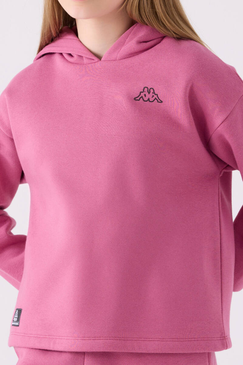 Kappa Kız Çocuk Pamuklu Kapüşonlu Empirme Baskılı Kışlık Regular Fit Pembe Sweatshirt 321Z36W-C-V1 - 3