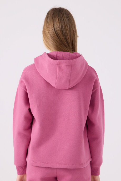 Kappa Kız Çocuk Pamuklu Kapüşonlu Empirme Baskılı Kışlık Regular Fit Pembe Sweatshirt 321Z36W-C-V1 - 4