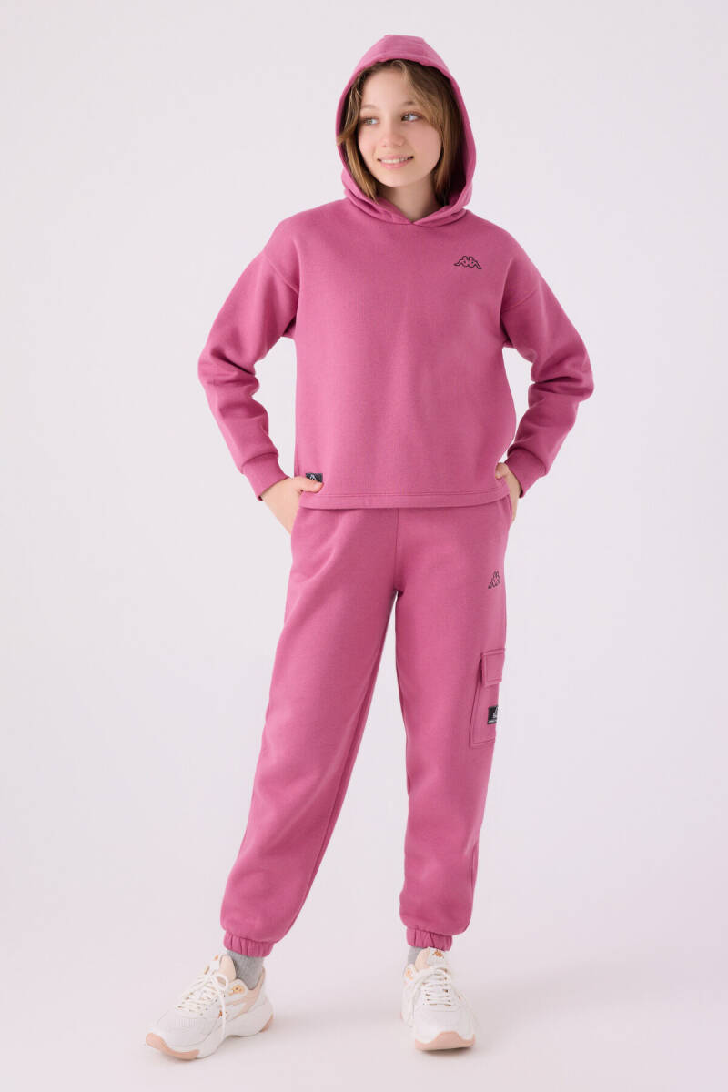 Kappa Kız Çocuk Pamuklu Kapüşonlu Empirme Baskılı Kışlık Regular Fit Pembe Sweatshirt 321Z36W-C-V1 - 5