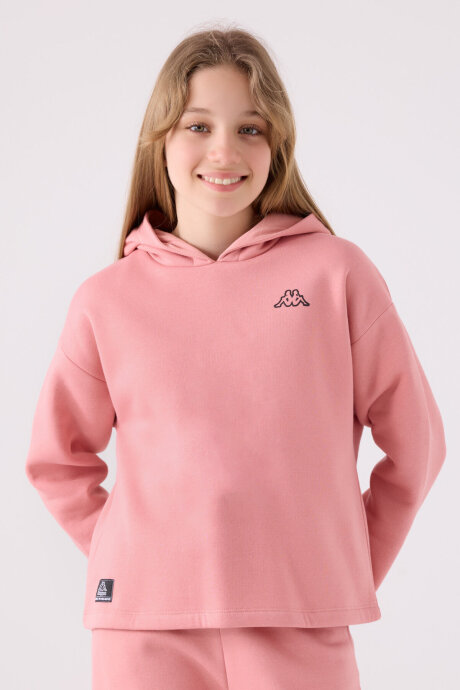 Kappa Kız Çocuk Pamuklu Kapüşonlu Nakışlı Kışlık Regular Fit Pembe Sweatshirt 321Z36W-C-V2