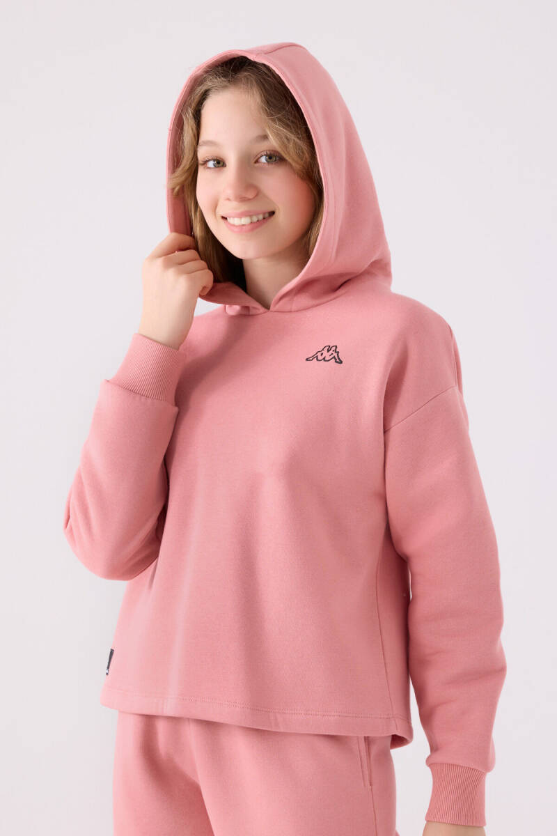 Kappa Kız Çocuk Pamuklu Kapüşonlu Nakışlı Kışlık Regular Fit Pembe Sweatshirt 321Z36W-C-V2 - 2
