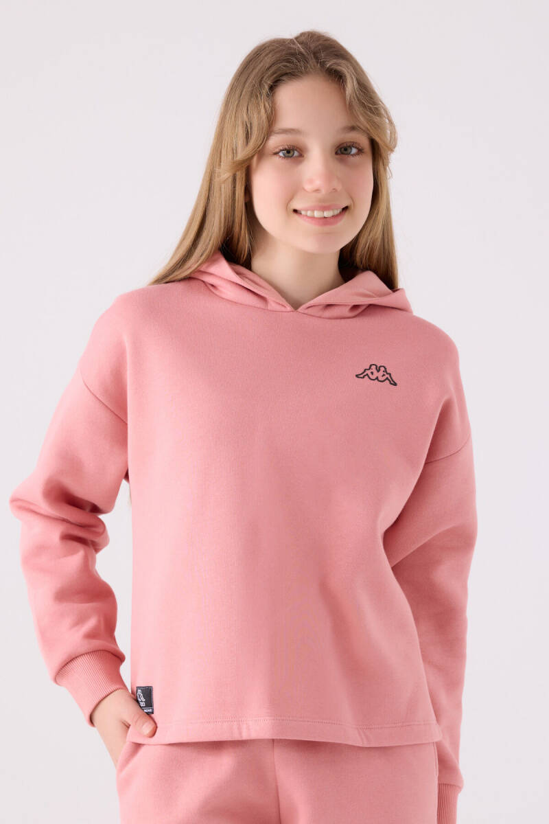 Kappa Kız Çocuk Pamuklu Kapüşonlu Nakışlı Kışlık Regular Fit Pembe Sweatshirt 321Z36W-C-V2 - 3