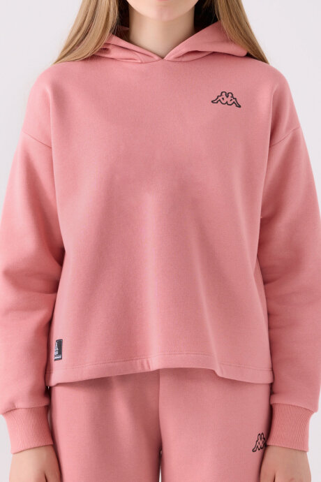 Kappa Kız Çocuk Pamuklu Kapüşonlu Nakışlı Kışlık Regular Fit Pembe Sweatshirt 321Z36W-C-V2 - 4
