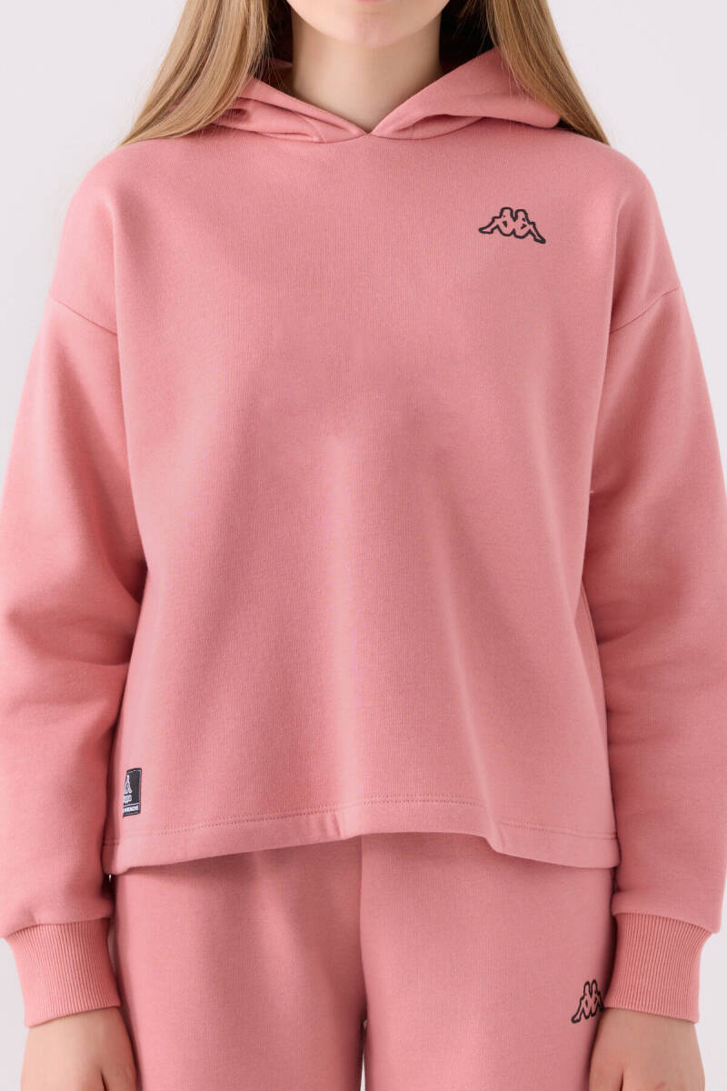 Kappa Kız Çocuk Pamuklu Kapüşonlu Nakışlı Kışlık Regular Fit Pembe Sweatshirt 321Z36W-C-V2 - 4