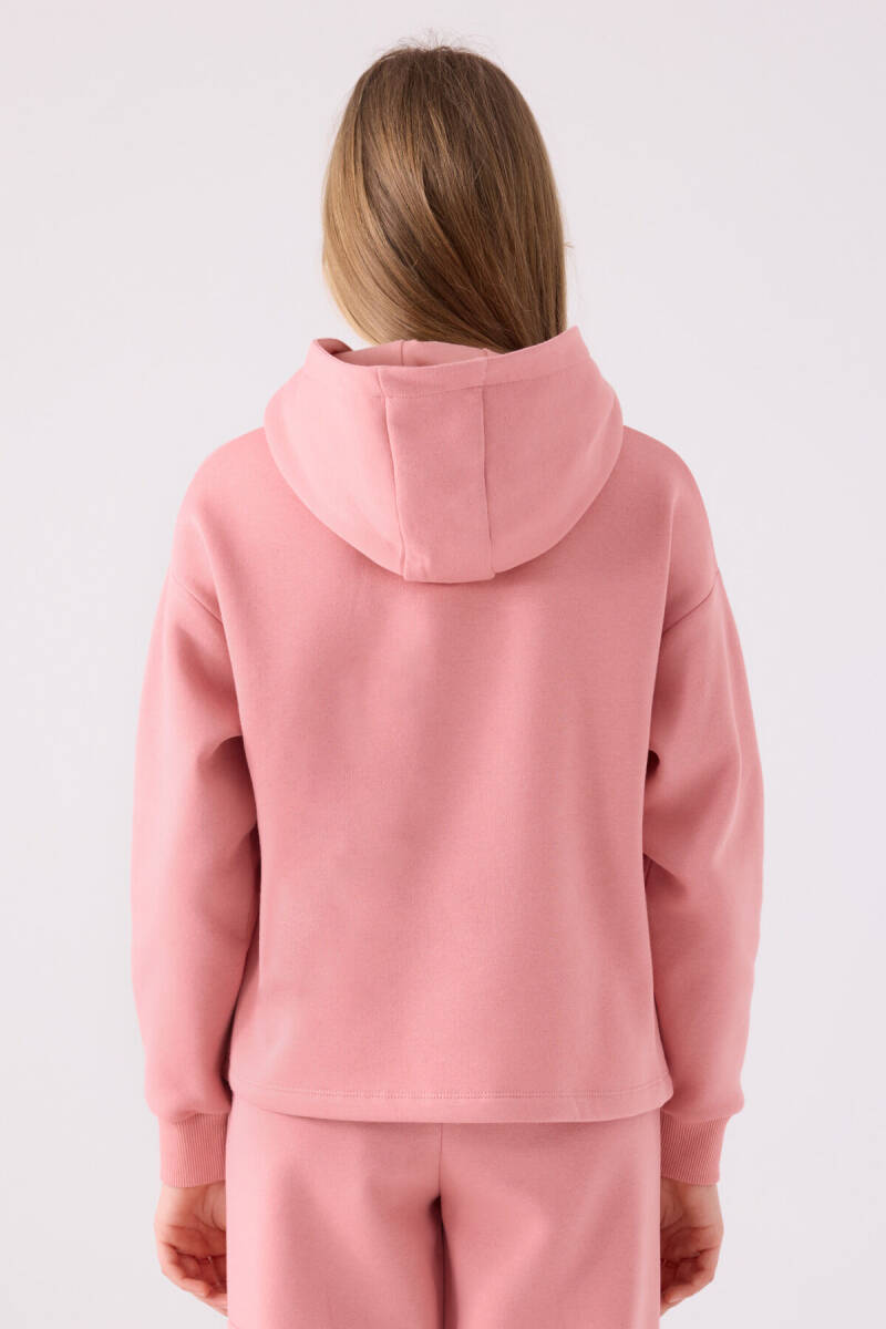 Kappa Kız Çocuk Pamuklu Kapüşonlu Nakışlı Kışlık Regular Fit Pembe Sweatshirt 321Z36W-C-V2 - 5
