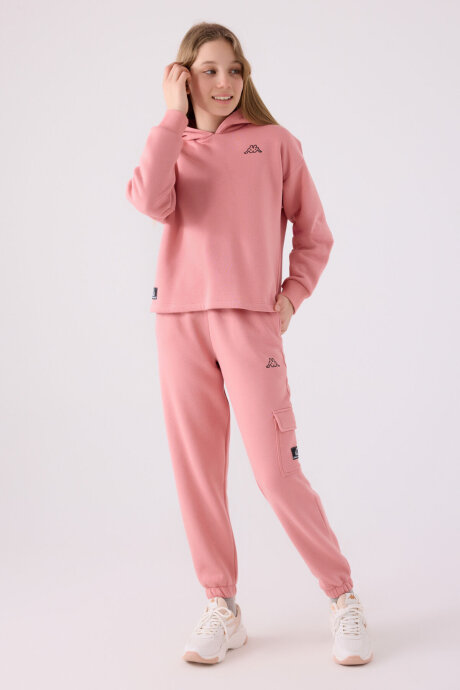 Kappa Kız Çocuk Pamuklu Kapüşonlu Nakışlı Kışlık Regular Fit Pembe Sweatshirt 321Z36W-C-V2 - 6