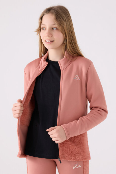 Kappa Kız Çocuk Fermuarlı Yaka Nakışlı Kışlık Regular Fit Pembe Hırka 32216MW-C-V2 (1)