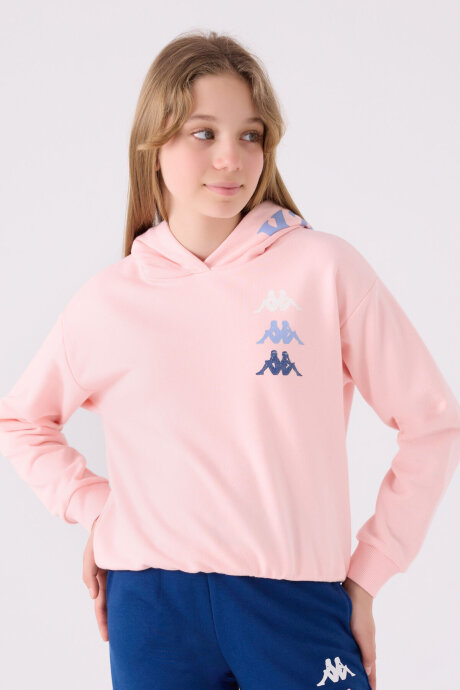 Kappa Kız Çocuk Pamuklu Kapüşonlu Pigment Baskılı Kışlık Regular Fit Pembe Sweatshirt 361X17W-C-V2
